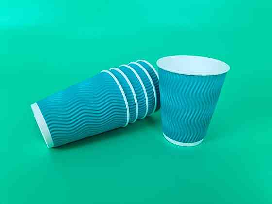 Склянка гофрована 400 мл (12oz) Бірюза (15 шт.) Харків