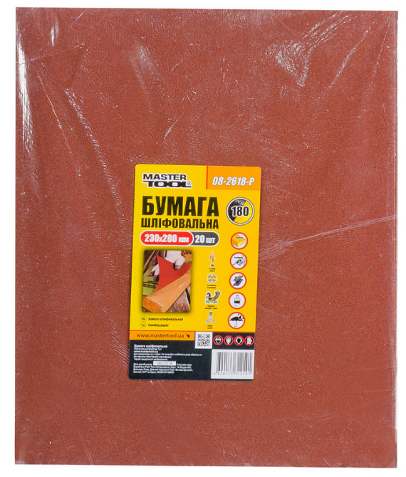 MASTERTOOL Папір шліфувальний водостійкий MASTERTOOL Р180 230×280 мм 20 шт 08-2618-Р Коломыя - изображение 1