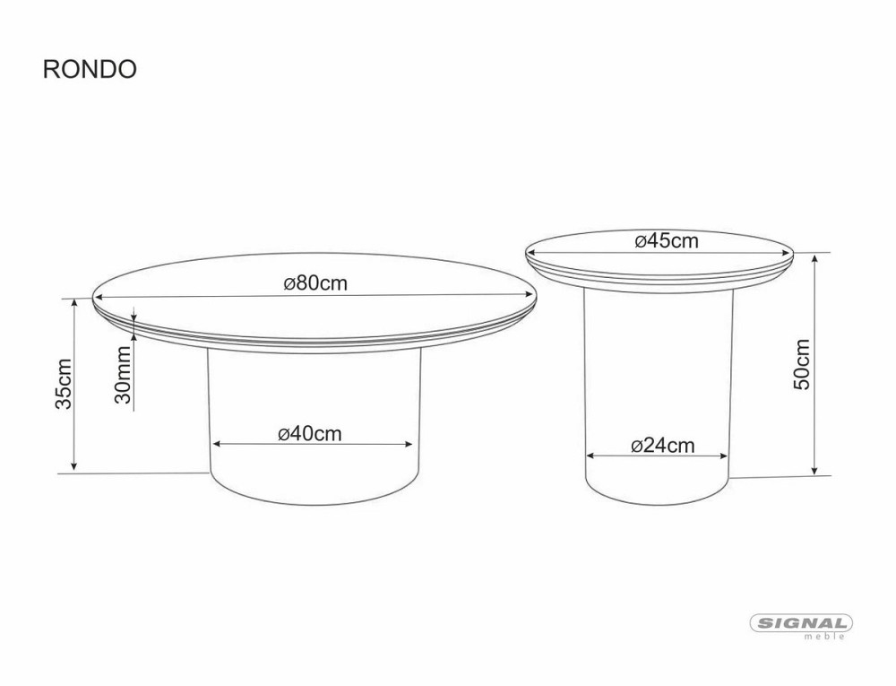 Журнальний столик RONDO білий PANDORO/дуб д.80*35 Днепр - изображение 3