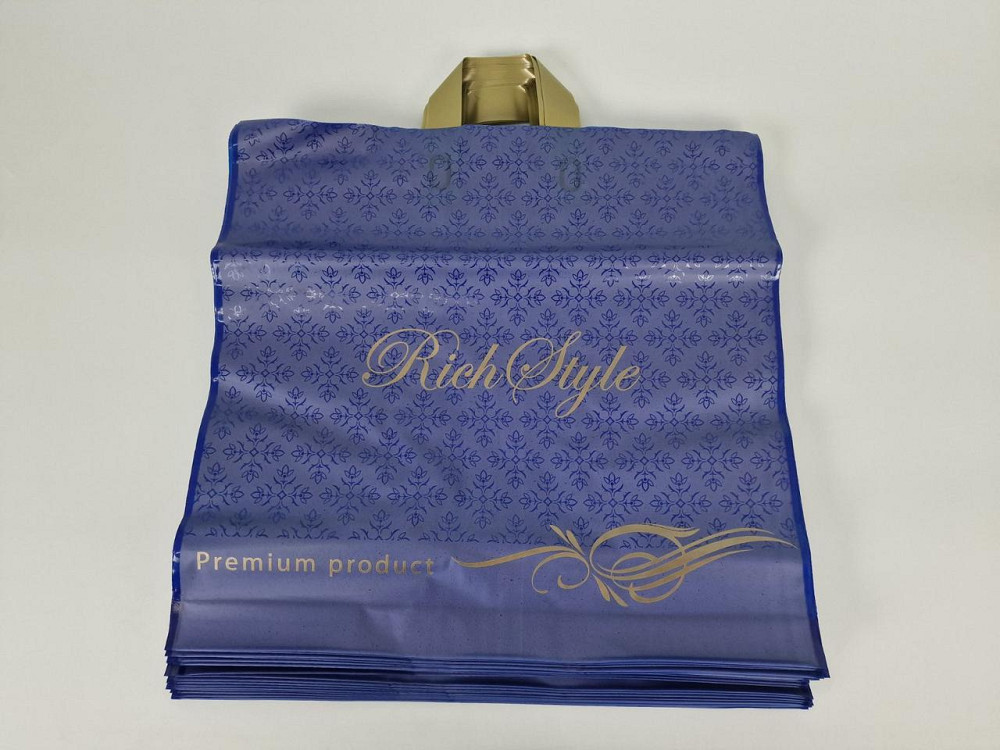 Пакет із петльовою ручкою 45*43 (65 мкм)" Орнамент синій Ренпако (25 шт.) Харків - фото 1