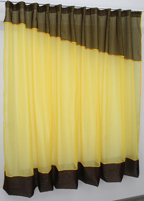 Кухонная занавеска VR-Textil № 047к желтый с венге 270х170 см (50-617) Киев - изображение 2