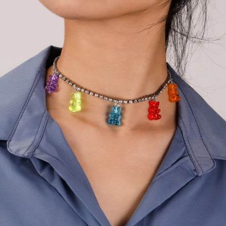 Детский чокер с мишками - длина 30см, смола, цинковый сплав Киев - изображение 1