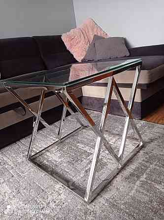 Журнальний столик ZEGNA B прозоре скло/срібло 55X55 Киев