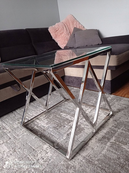 Журнальний столик ZEGNA B прозоре скло/срібло 55X55 Киев - изображение 4