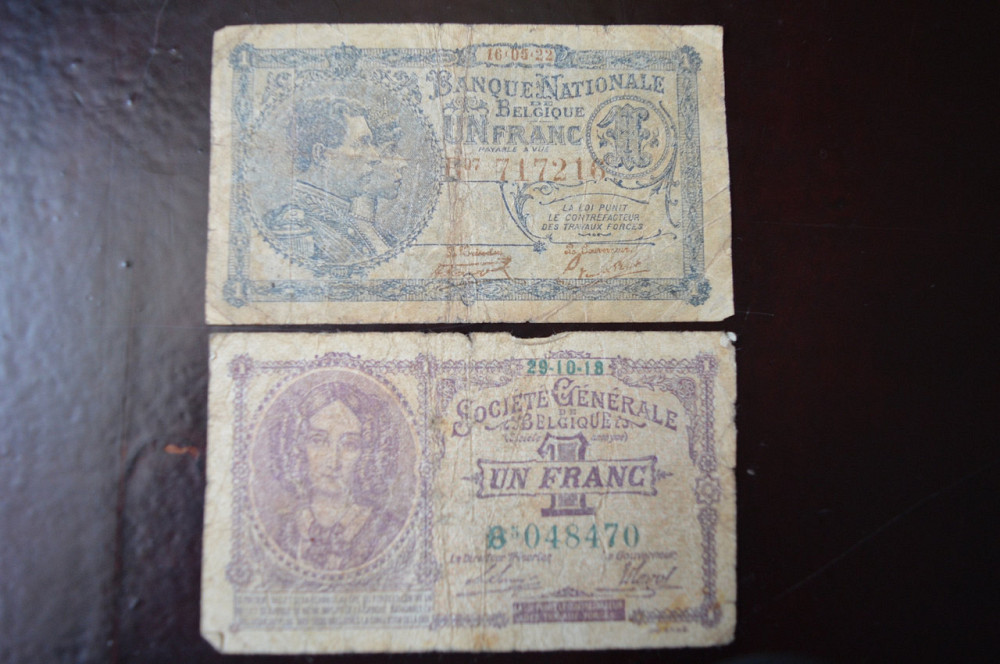 Бельгія 1 франк 1922 і 1918год Полтава - фото 1