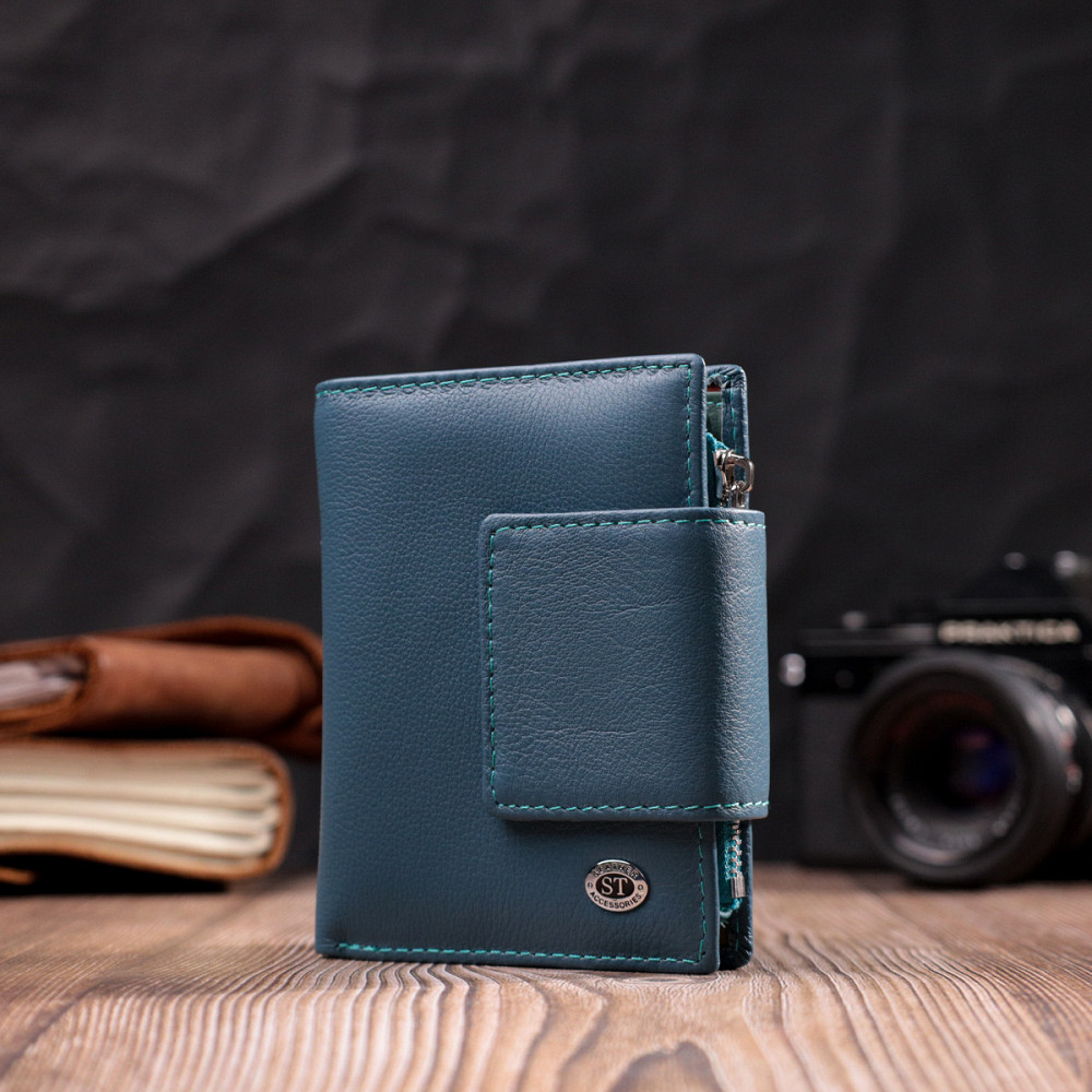 Портмоне для женщин с оригинальной монетницей из натуральной кожи ST Leather 19450 Бирюзовый Киев - изображение 9