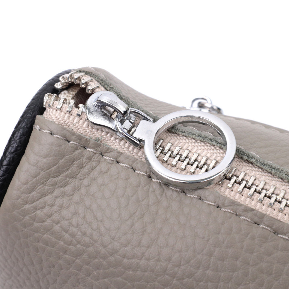 Красива жіноча сумка з вишивкою на лицьовій стороні з натуральної шкіри Vintage 22626 Сіра Київ - фото 8