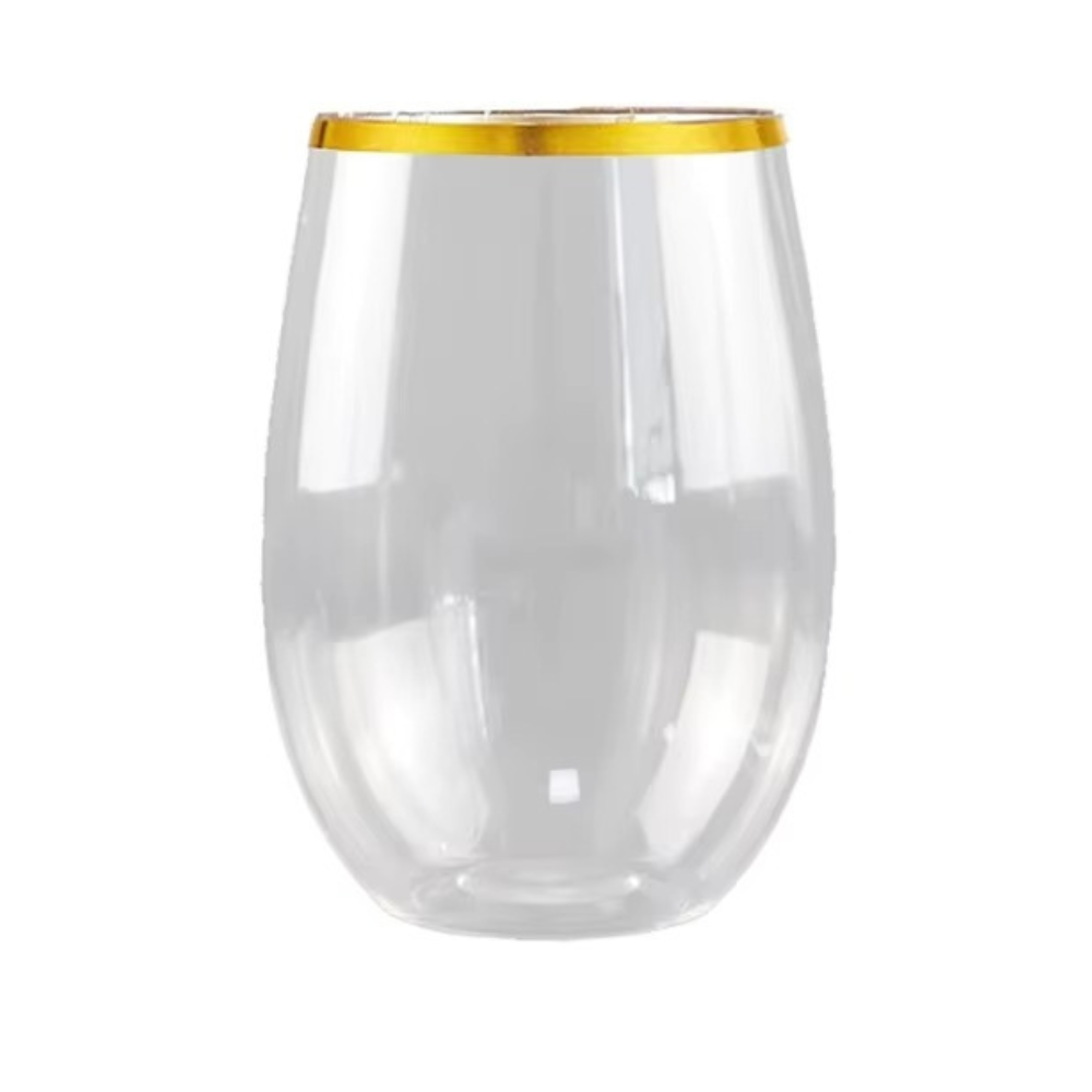 Набор пластиковых стаканов объём 350 мл - 6 шт для напитков праздничные,прочные,прозрачные,с золотистым Каменец-Подольский - изображение 2