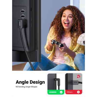 Кабель мультимедийный HDMI M to HDMI M 2.0m 90° corner HD103 black Ugreen (10173) Винница