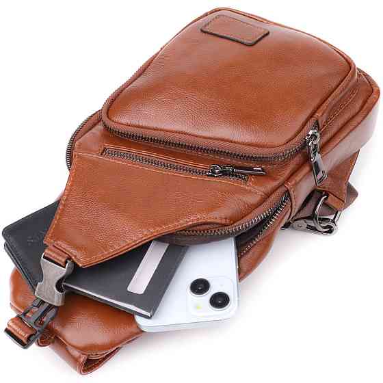 Чоловіча сумка через плече з натуральної шкіри Vintage 23049 Рудий Київ
