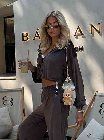 Жіночий велюровий костюм із плюш велюру Шоколадний 48/52 Харків