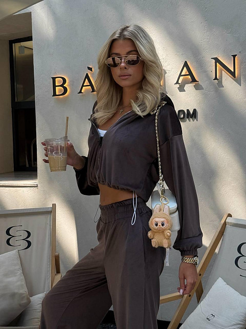 Жіночий велюровий костюм із плюш велюру Шоколадний 48/52 Харків - фото 4