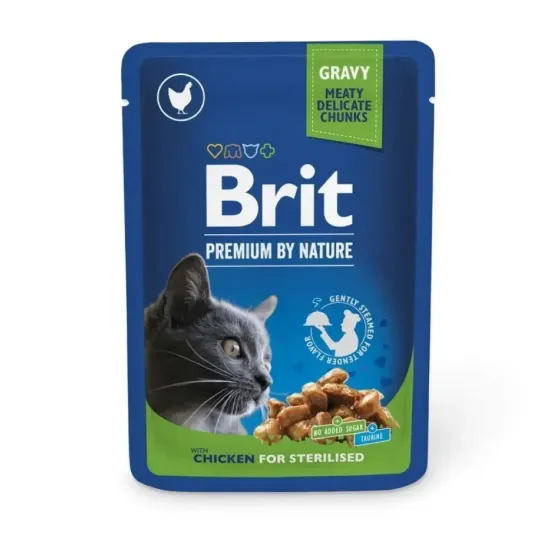 Brit Premium Cat (пауч) Шматочки в соусі з КУРКОЮ для стерилізованих кішок / 100 гр Вінниця
