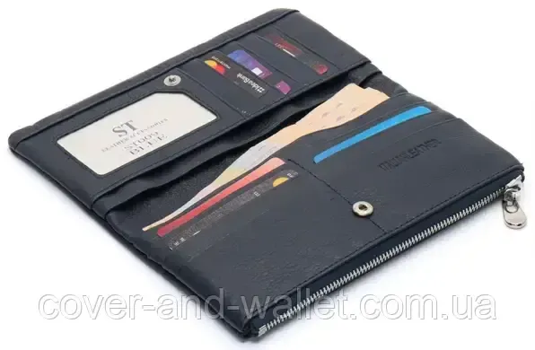 Тонкий пудровий жіночий гаманець купюрник із шкіри ST 009 Київ - фото 4