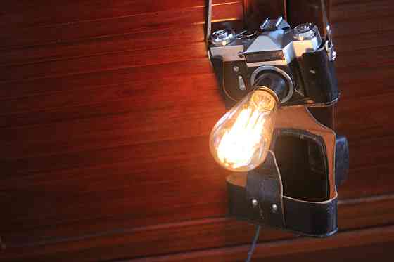 Світильник із фотоапарата Зеніт СРСР. Світильник із лампою Едісона. Київ