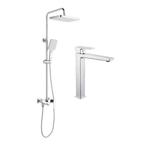 Акционный набор Lidz: Orion 001FH Смеситель латунный для раковины высокий + Orion 1030 Душевая система универсальная на три Киев