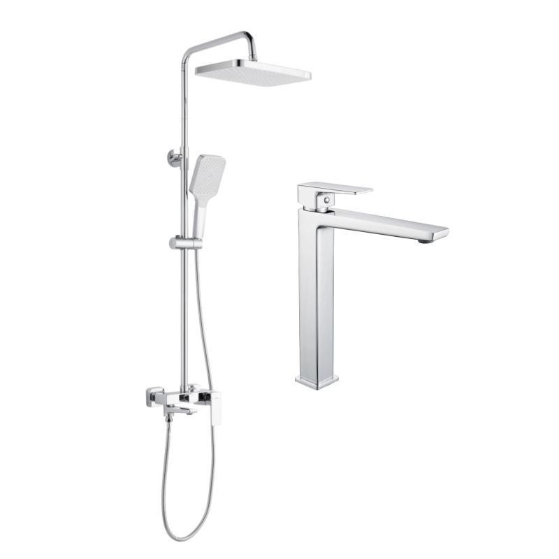 Акційний набір Lidz: Orion 001FH Змішувач латунний для раковини високий + Orion 1030 Душова система універсальна на три Київ - фото 1