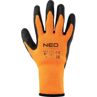 Защитные перчатки Neo Tools латексное покрытие, полиэстер, р.8, оранжево черные (97-612-8) Винница - изображение 2