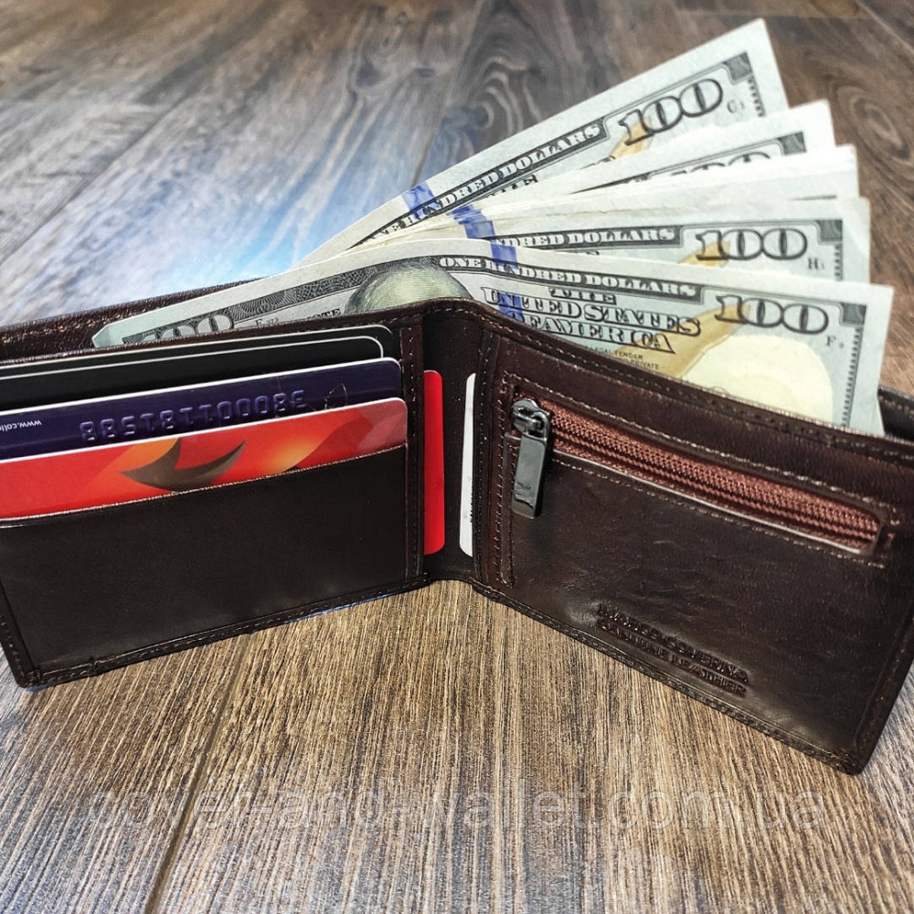 Тонкий маленький чоловічий гаманець із натуральної шкіри Marco Coverna Київ - фото 2