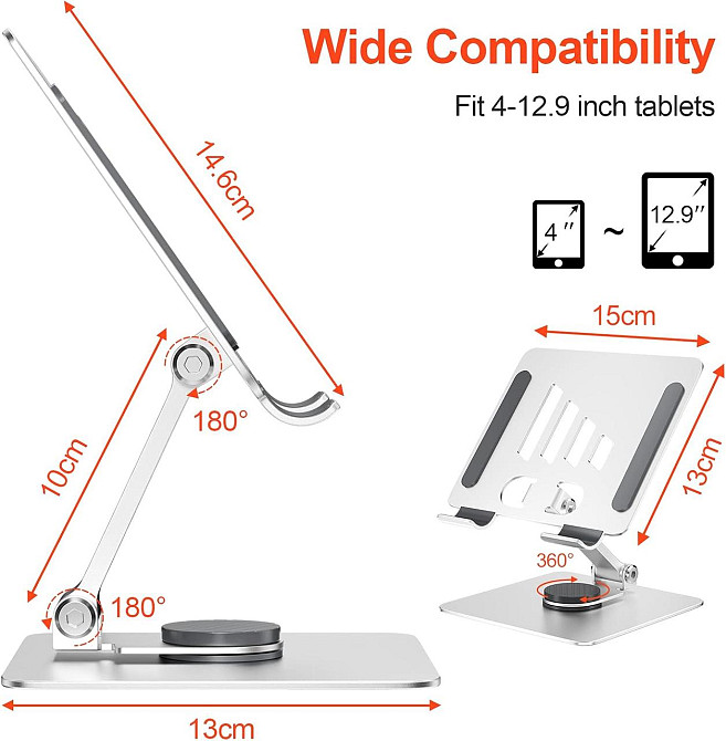 Держатель для планшета Firschoie bg-087 Серебристый алюминиевый складной регулируемый 4–12.9