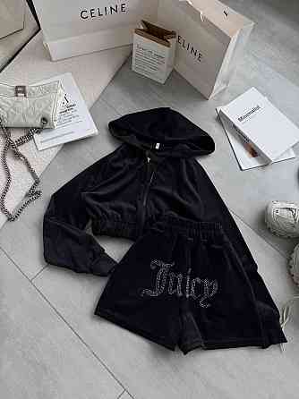 Женский стильный повседневный велюровый костюм Черный, 44/46 Одесса