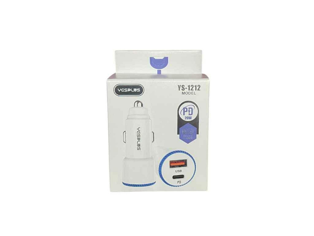 Автомобильное зарядное устройство USB-A / USB-C PD 20W белый YESPLUS-1212 ТМ YESPLUS Киев - изображение 1