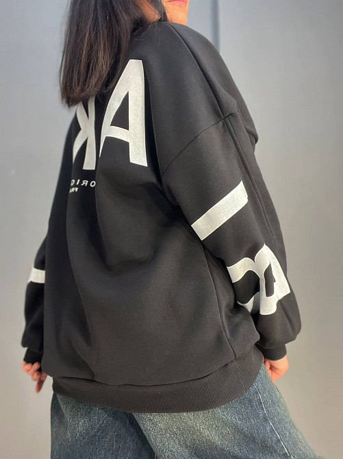 Свитшот женский DAVRAS 8175 оверсайз удлиненная надпись на спине BLACKELY утепленный флис one size черный, черный, one size Киев - изображение 5