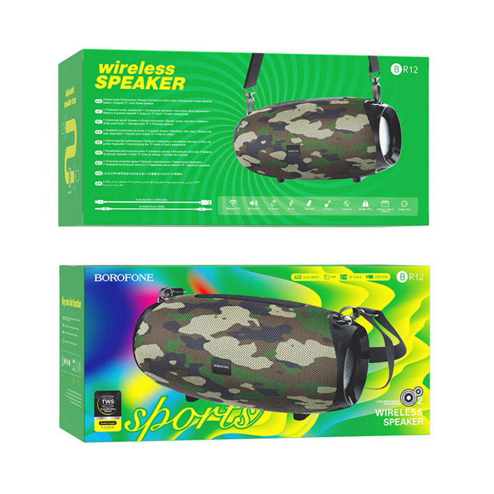 Портативна колонка BOROFONE BR12 Amplio sports wireless speaker Camouflage Green Київ - фото 3