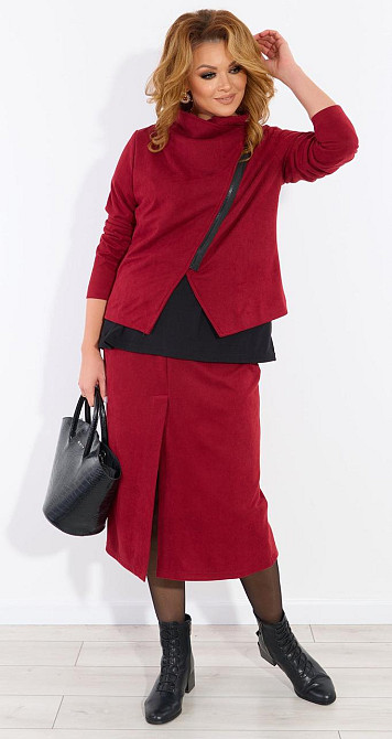 Стильний замшевий костюм зі спідницею (52) Київ - фото 3