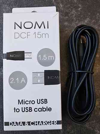 Кабель USB 2.0 Тип A і Micro-USB 2.0 Тип B 1.5 м Nomi DCF 15m USB micro 1.5м, черный Полтава