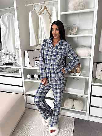 Жіноча домашня повсякденна картата піжама з фланелі. джинсовий, 46/48 Одеса