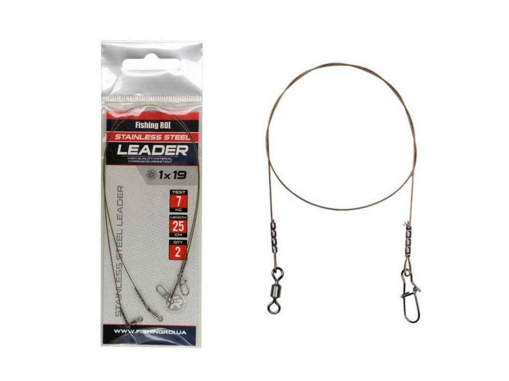 Поводок металлический 1*19 (2шт/уп) 20см 9кг. ТМ FISHING ROI Киев - изображение 1