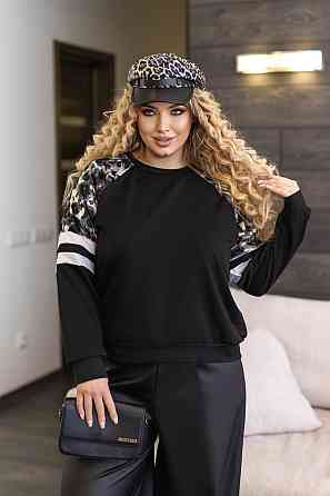 Жіночий світшот зі вставками "Artes" оптом | Батал 54-56, Чорний Київ