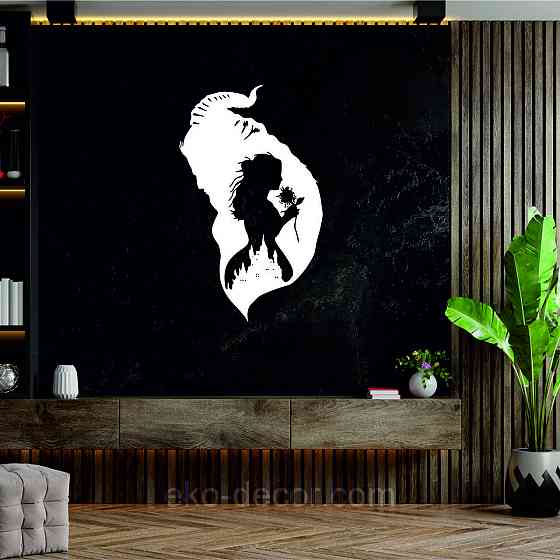 Декоративное настенное Панно «Красавица и чудовище», Декор на стену 90*54 см, Белый Киев