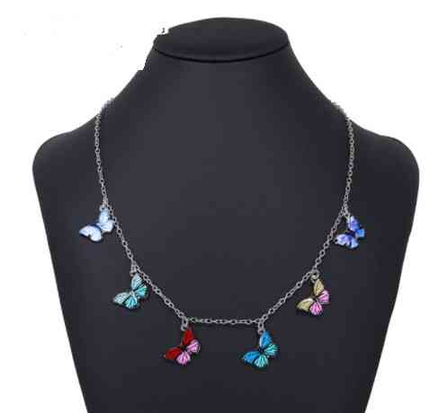 Ожерелье с бабочками - длина 50см, цинковый сплав Киев