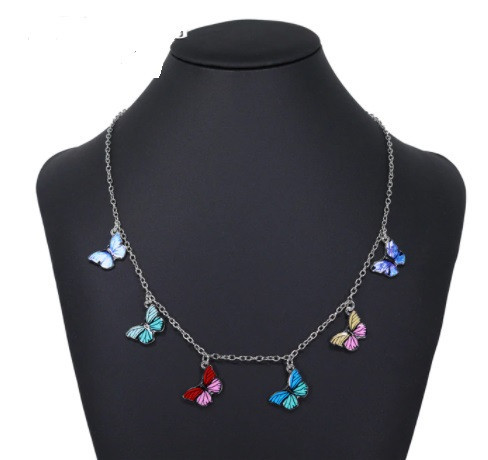 Ожерелье с бабочками - длина 50см, цинковый сплав Киев - изображение 1
