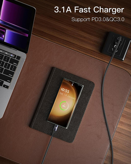 Кабель CONMDEX USB-A - USB-C 3.1 Gen 1 м, 10 Гбит/с, QC 3.0 до 3А, 18 Вт, 56 кОм, серый Киев - изображение 12