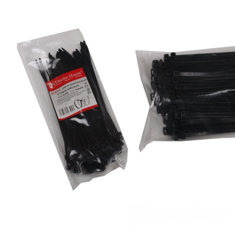 Стяжка кабельная 5х200 мм, 100 шт, черный Днепр - изображение 1