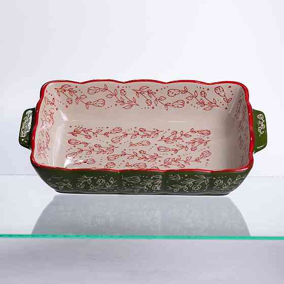 Форма для випікання Vintage 28×17×5 (см) прямокутна форма для випікання в духовці з ручками Зеленая HM05-10 Коломия