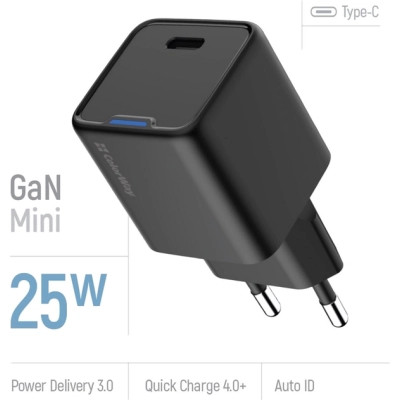 Зарядний пристрій ColorWay GaN Mini 25W PD Port PPS USB-C black (CW-CHS052PD-BK) Вінниця - фото 2