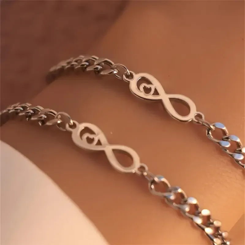 Парні браслети «Нескінченність» – набір 2 шт, сріблясті Київ - фото 1