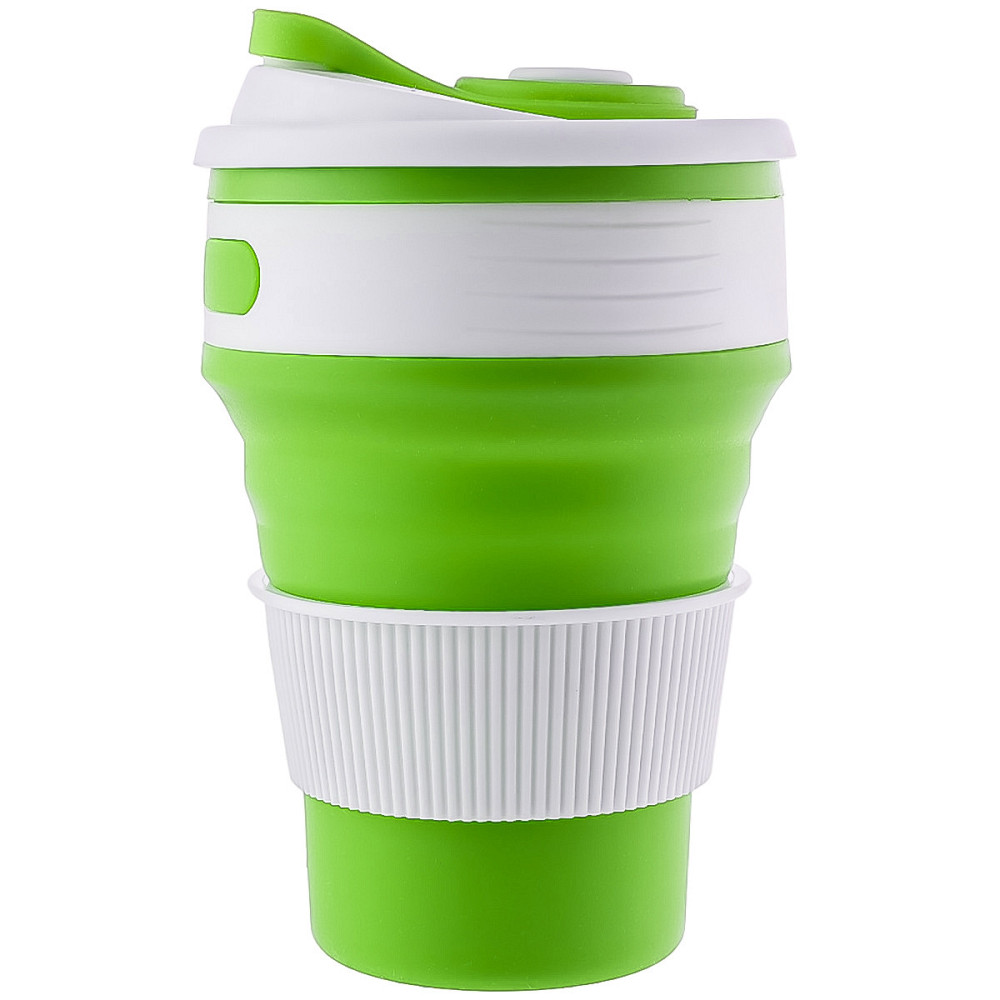 Стакан складной силиконовый 350 мл с крышкой салатовый Киев - изображение 1