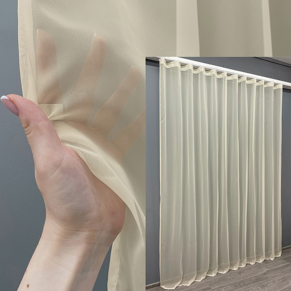 Тюль VR-Textil н103 Шифон однотонний вуаль Бежевий 600х240 см (41-089) Київ - фото 1