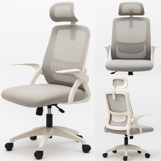 Кресло офисное Diego ErgoFlex сетка бело-серое Киев