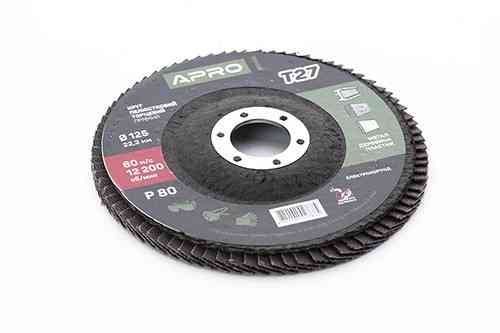 Круг пелюстково-торцевий Р80 прямий 125 мм (Т27) (КЛТ) APRO Рівне