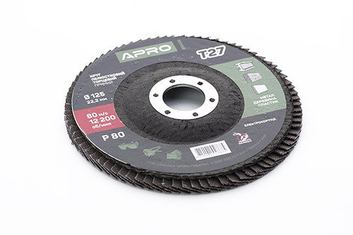Круг пелюстково-торцевий Р80 прямий 125 мм (Т27) (КЛТ) APRO Рівне - фото 1