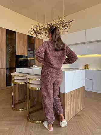 Жіноча затишна піжама-двійка: кофта та штани махра тедді Шоколадний, 42/46 Одеса