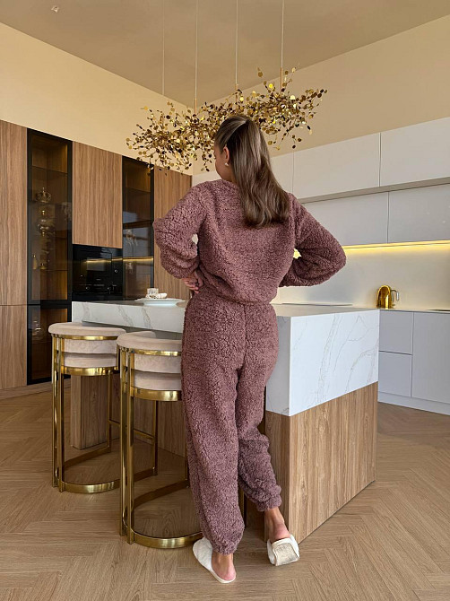 Жіноча затишна піжама-двійка: кофта та штани махра тедді Шоколадний, 42/46 Одеса - фото 4