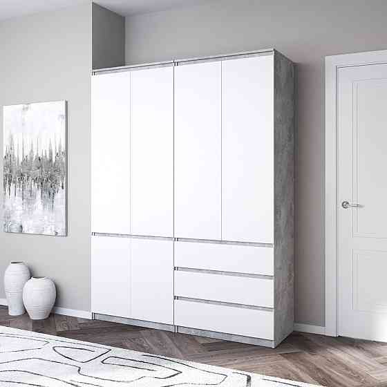 Шафа для одягу VAYS, зі штангою та полицями, комплект з 2 шаф R10+R16 Бетон-Білий фасад Львів