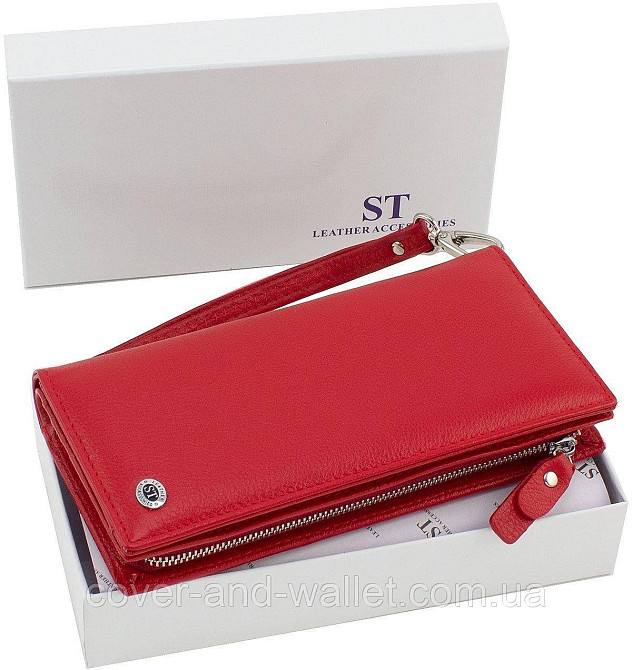 Вместительный женский кожаный кошелек клатч с отделением на молнии ST 1431 Киев - изображение 9